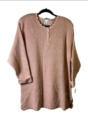 NWT VTG Oversized Ramie/Cotton Sweater 1980s Shoulder Pads Scallop - One Size